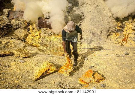 Sulfur At Kawah Ijen