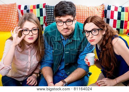 Three nerds on the couch