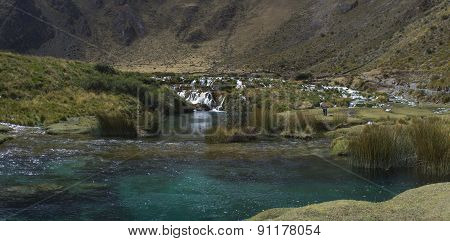 turquoise lagoon in the mountains