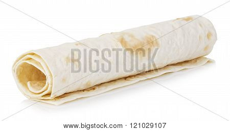 Wheat Round Tortillas Close-up Isolated On A White Background. Lavash.