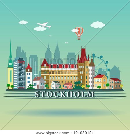 Modern stockholm city Skyline Design. Sweden