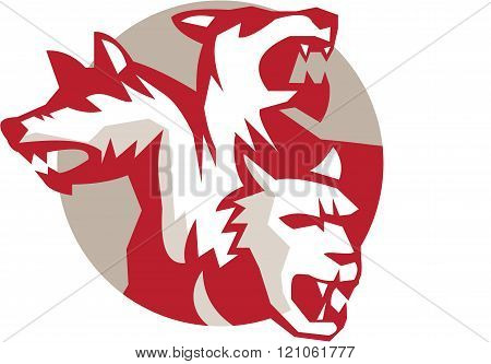 Cerberus Multi-headed Dog Circle Retro