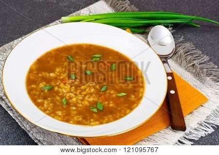 Soup Kharcho with Rice and Vegetables, Curry, Chili