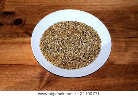 Dried red and white Quinoa seeds.