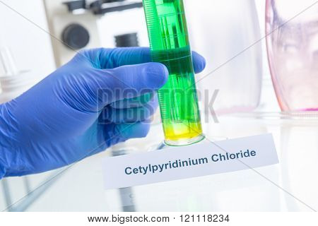 Noxious additives in cosmetics. Laboratory with chemical substances.