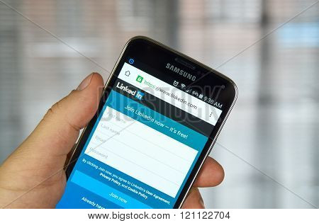 Linkedin Mobile Application On A Cell Phone.