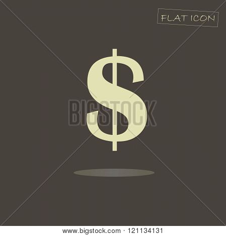 Flat icon of the dollar sign. Light dollar sign on a dark background, vector