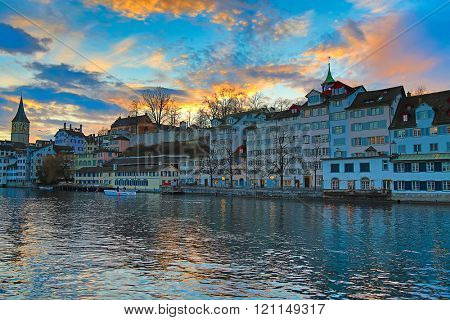 Famous St. Peter cathedral in Zurich, Switzerland