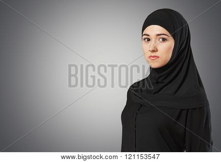 Close-up Beautiful Young Muslim Woman on  background