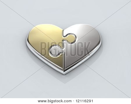 блестящие сердце из двух частей