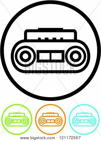 Retro cassette music player - Vector icon.