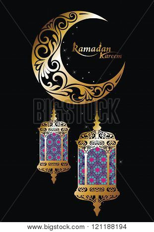 Hanging iIlluminated Arabic Lamp on the moon