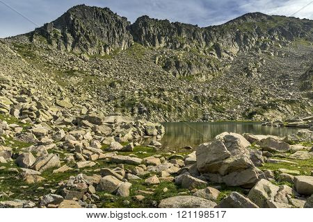 Landscape of Argirovo Lake and Dzhano Peak, Pirin Mountain, Bulgaria