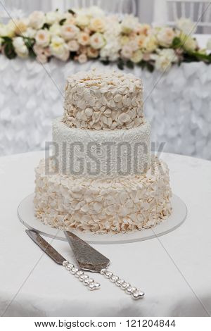 Beautiful wedding cake on the table