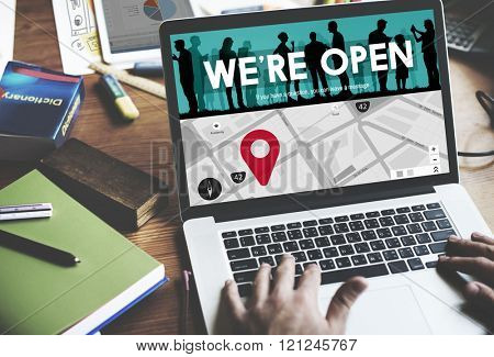We Are Open Welcome  Welcoming Available Business Concept