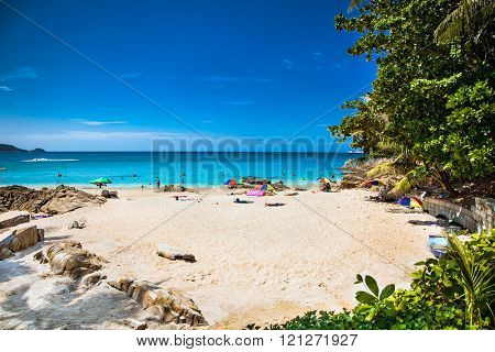Tourists at Patong beachin Phuket, Thailand. Phuket is a popular destination famous for its beaches.