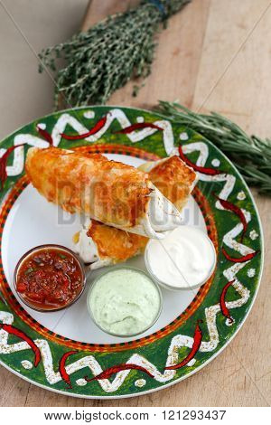 Mexican Burrito with souces