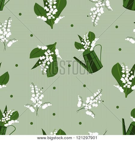 seamless pattern spring lily of the valley