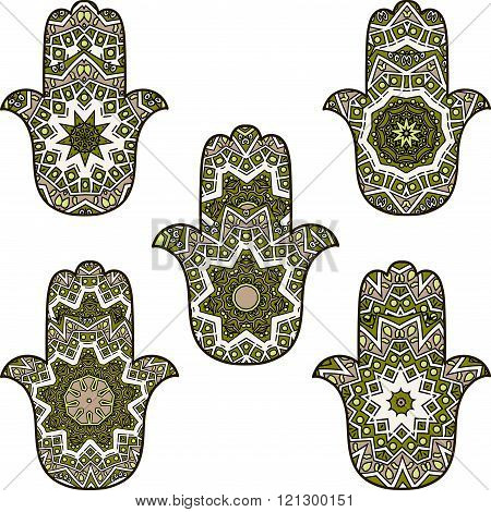 set of bright green khamsa