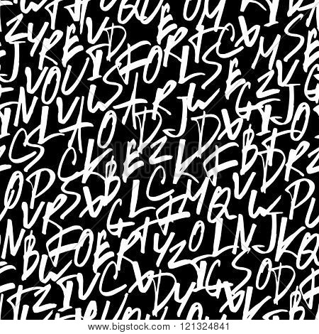 Nervious Expression Alphabet. Handwritten letters. Seamless vector pattern