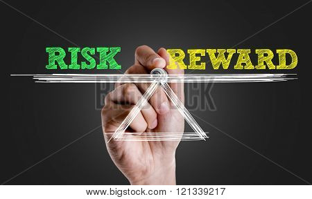 Hand writing the text: Risk vs Reward