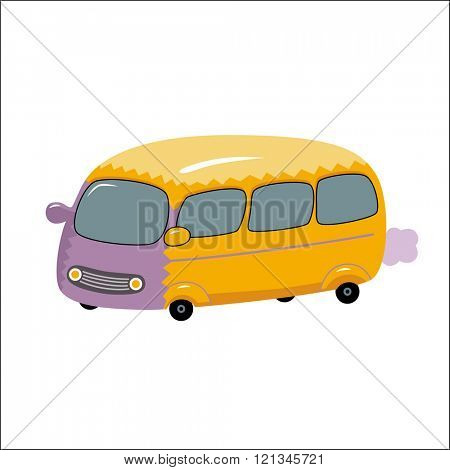 A vector illustration of the toy yellow bus. A part of Dodo collection - a set of educational cards for children. 