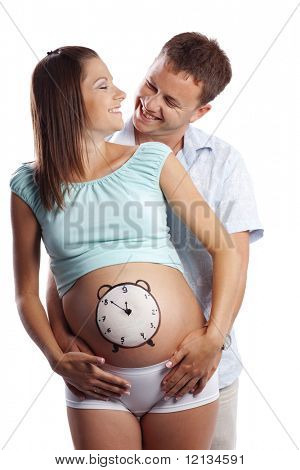 새로운 아기를 기다리는 가족 커플의 개념적 이미지