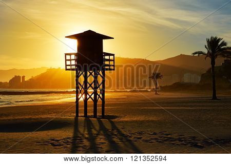 Cullera Playa los Olivos beach sunset in Mediterranean Valencia at Spain