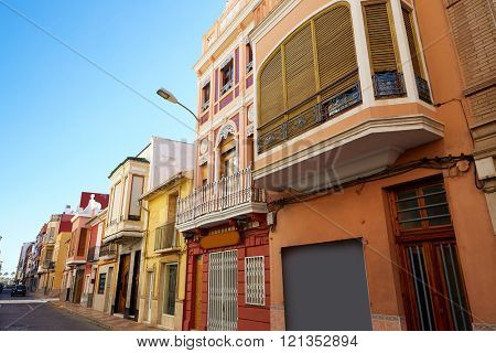 Cullera village streets in Mediterranean Valencia of Spain