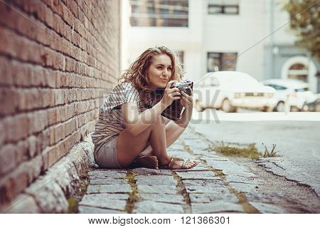 The Girl Photographer With Camera
