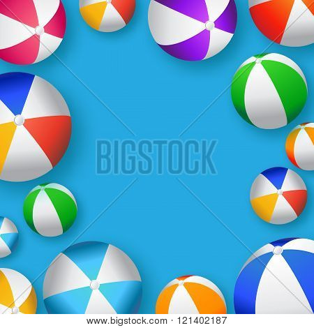 Realistic Colorful Beach Balls - Rubber or Plastic Material.Vector Illustration