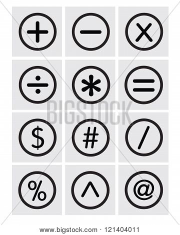 A collection of vector math symbols in black and white
