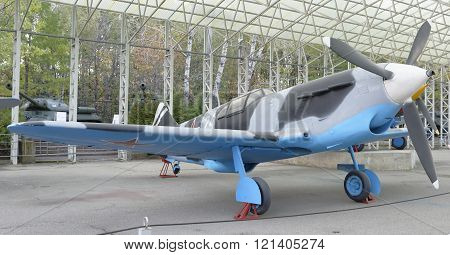 MOSCOW RUSSIA- OCTOBER 7- LaGG-3- Fighter(USSR)1941.Max.speed km/h-575 in the Central Museum of the Great Patriotic War on October 7; 2015 in Moscow
