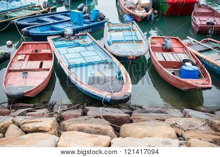 HONG KONG,CHINA-MAR 10,2016:Crowded fishing harbor in Cheung Chau, is an island in Hong Kong