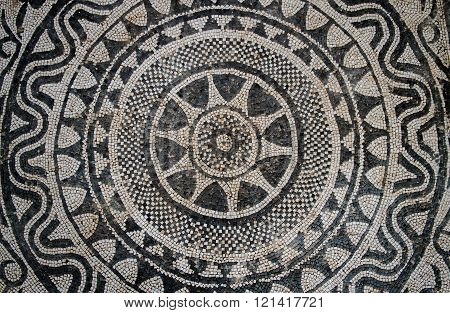 Risan, Montenegro ,March 12. 2016. Uprising sun, Roman floor mosaic