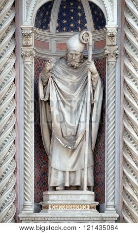FLORENCE, ITALY - JUNE 05: Saint Zenobius of Florence, Portal of Cattedrale di Santa Maria del Fiore (Cathedral of Saint Mary of the Flower), Florence, Italy on June 05, 2015