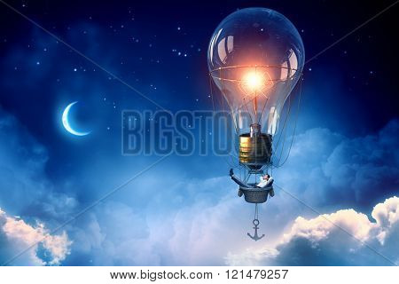 Man travel in aerostat