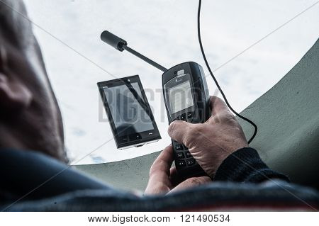 Phone space communication in the hands of man
