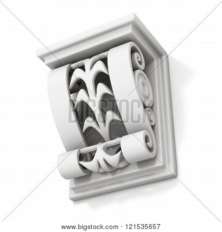 Decorative architectural bracket isolated on white background. 3