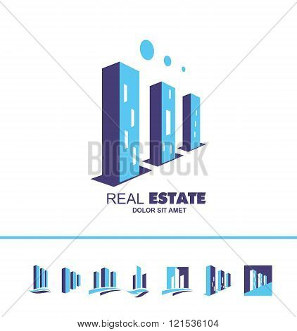 Real Estate Skyscraper Building Logo Icon
