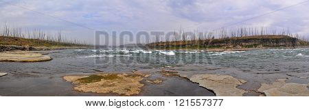 The rapids on a Northern river. The threshold Oron on the river Fish the Putorana plateau.