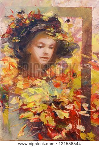 lovely woman handmade painting