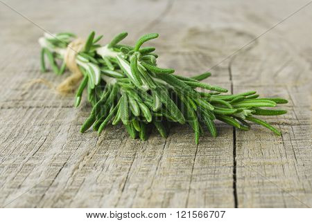 Rosemary bound on a wooden board