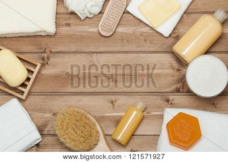 Spa Kit. Top View. Shampoo, Soap Bar And Liquid. Shower Gel. Aro