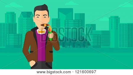 Man smoking cigar.