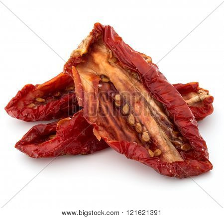 Dried tomatoes isolated on white background cutout