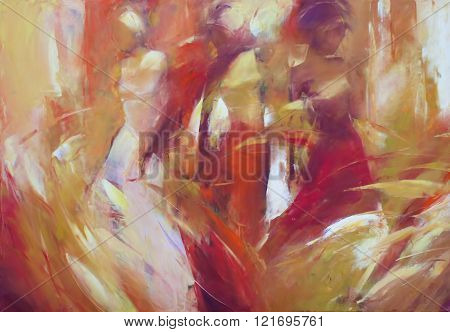 Female figures handmade oil painting on canvas