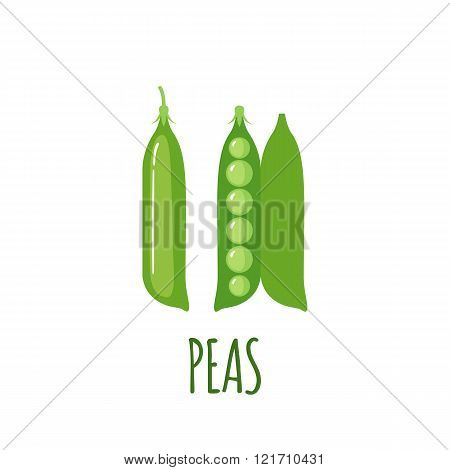Peas Icon In Flat Style On White Background