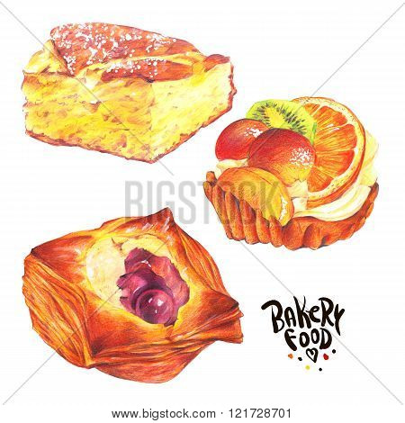 Hand drawn baking set isolated on a white background, biscuit, p