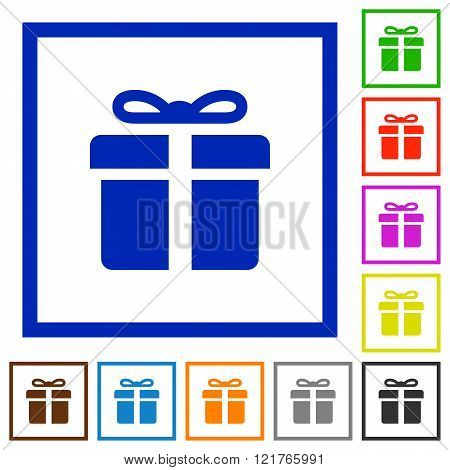 Gift Box Framed Flat Icons
